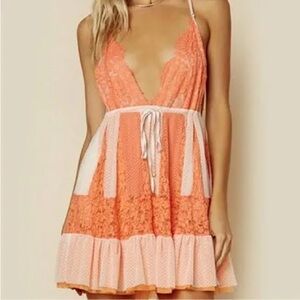 Women's Coral Lace Mini Sundress